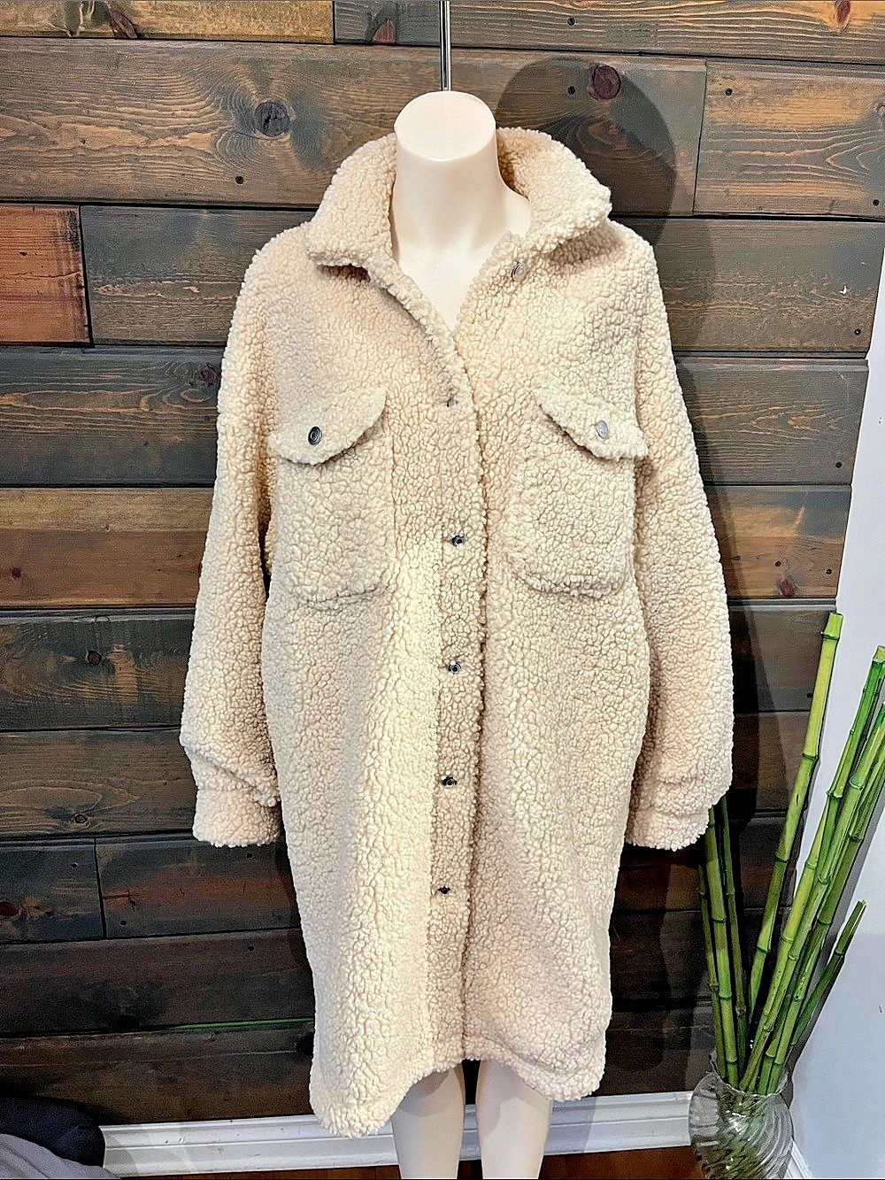 SHEIN Teddy Coat in Cream Large Like New